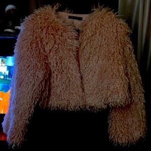 NWOT Pink faux fur jacket coat